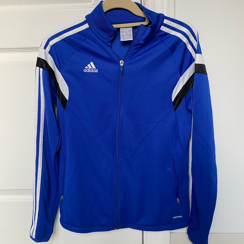 Adidas tiro soccer jacket blue size women’s small